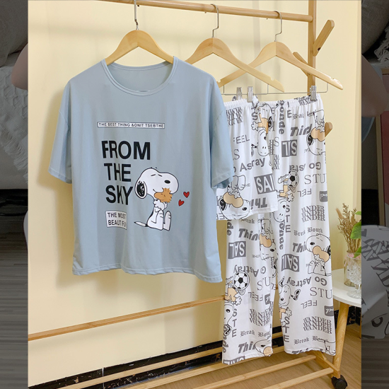 3 Pcs Nightwear Pajama Shorts Sets For Women Sleepwear - Grey