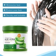 Aloe Vera Hair Mask - Moisturizing Repair Improve Bifurcation Nourish Hair Mask Treatments For Damaged Hair Keratin Hair Treatment 500G - Green