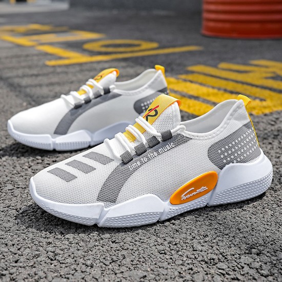 Mesh Lace-Up Sneakers for Men Lightweight Breathable Non-Slip Soft And Comfortable Shoes For Walking Running Jogging Exercise Gym and Outdoor Office Casual Shoes - Light Gray