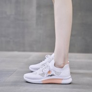 Mesh Lace-Up Sneakers for Women Lightweight Breathable Non-Slip Soft And Comfortable Shoes For Walking Running Jogging Exercise Gym and Outdoor Office Casual Shoes - White