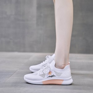 Mesh Lace-Up Sneakers for Women Lightweight Breathable Non-Slip Soft And Comfortable Shoes For Walking Running Jogging Exercise Gym and Outdoor Office Casual Shoes - White