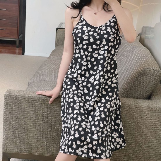 Women Floral Dress - Sling Short Backless Dress  Korean Fashion Casual Dress For Party Events Outdoor Beach - Black