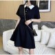 Women Skirt Dress - Korean Style Women's Clothing Solid Color Soft Fabric Skirt Dress - Black