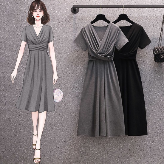 Women Dress - New Temperament Western Style Slimming Pure Color Stylish A-Line Casual Ladies Girls Dresses - Dark Green Women Dress - New Temperament Western Style Slimming Pure Color Stylish A-Line Casual Ladies Girls Dresses - Dark Green