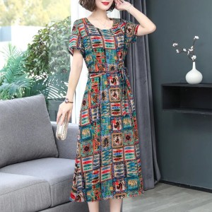Women Casual Dress - Printed Dress Casual Vintage Elegant Floral Dresses For Woman - Multicolor Women Casual Dress - Printed Dress Casual Vintage Elegant Floral Dresses For Woman - Multicolor