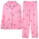 2Pcs Floral Printed Pajama Set - Solid Color Round Collar Neck Long Sleeves With Trouser Sleepwear For Women Nightwear - Barbie Pink 2Pcs Floral Printed Pajama Set - Solid Color Round Collar Neck Long Sleeves With Trouser Sleepwear For Women Nightwear - Barbie Pink