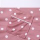  2Pcs Polka Printed Pajama Set - Solid Color Round Collar Neck Long Sleeves With Trouser Sleepwear For Women Nightwear - Black