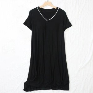 3Pcs Solid Color Pajama Set - V Neck Half Sleeves Short Trouser Shirt With Long Shirt Sleepwear For Women Nightwear - Black