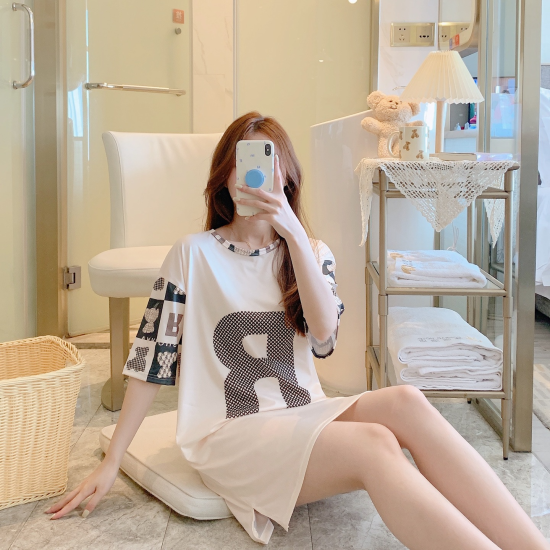3Pcs R Printed Couple Pajama Set - Cartoon Print Solid Color Round Neck Half Sleeves Shirt Trouser Sleepwear for Men And Women Nightwear - White Black