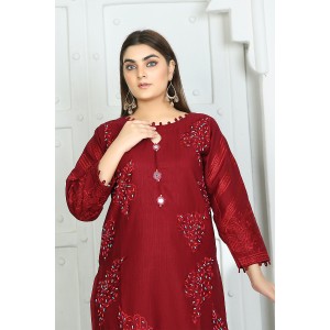 2 Piece Kurti Salwar Embroidery Set - Pure Cotton Collection Stylish Solid Color Light Weight Cotton Fabric Suit Top Bottom Salwar Kameez Indian Pakistani Embroidered Suit For Event Party Outdoor Dress - Maroon 2 Piece Kurti Salwar Embroidery Set - Pure Cotton Collection Stylish Solid Color Light Weight Cotton Fabric Suit Top Bottom Salwar Kameez Indian Pakistani Embroidered Suit For Event Party Outdoor Dress - Maroon