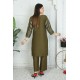 2 Piece Kurti Salwar Embroidery Set - Pure Cotton Collection Stylish Solid Color Light Weight Cotton Fabric Suit Top Bottom Salwar Kameez Indian Pakistani Embroidered Suit For Event Party Outdoor Dress - Dark Green