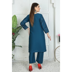 2 Piece Kurti Salwar Embroidery Set - Pure Cotton Collection Stylish Solid Color Light Weight Cotton Fabric Suit Top Bottom Salwar Kameez Indian Pakistani Embroidered Suit For Event Party Outdoor Dress - Dark Blue 2 Piece Kurti Salwar Embroidery Set - Pure Cotton Collection Stylish Solid Color Light Weight Cotton Fabric Suit Top Bottom Salwar Kameez Indian Pakistani Embroidered Suit For Event Party Outdoor Dress - Dark Blue