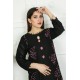 2 Piece Kurti Salwar Embroidery Set - Pure Cotton Collection Stylish Solid Color Light Weight Cotton Fabric Suit Top Bottom Salwar Kameez Indian Pakistani Embroidered Suit For Event Party Outdoor Dress - Black