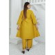 2 Piece Kurti Salwar Embroidery Set - Pure Cotton Collection Stylish Solid Color Light Weight Cotton Fabric Suit Top Bottom Salwar Kameez Indian Pakistani Embroidered Suit For Event Party Outdoor Dress - Golden
