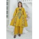2 Piece Kurti Salwar Embroidery Set - Pure Cotton Collection Stylish Solid Color Light Weight Cotton Fabric Suit Top Bottom Salwar Kameez Indian Pakistani Embroidered Suit For Event Party Outdoor Dress - Golden