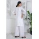 2 Piece Kurti Salwar Embroidery Set - Pure Cotton Collection Stylish Solid Color Light Weight Cotton Fabric Suit Top Bottom Salwar Kameez Indian Pakistani Embroidered Suit For Event Party Outdoor Dress - White