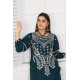2 Piece Kurti Salwar Embroidery Set - Pure Cotton Collection Stylish Solid Color Light Weight Cotton Fabric Suit Top Bottom Salwar Kameez Indian Pakistani Embroidered Suit For Event Party Outdoor Dress - Dark Blue
