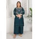 2 Piece Kurti Salwar Embroidery Set - Pure Cotton Collection Stylish Solid Color Light Weight Cotton Fabric Suit Top Bottom Salwar Kameez Indian Pakistani Embroidered Suit For Event Party Outdoor Dress - Dark Blue