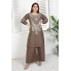 2 Piece Kurti Salwar Embroidery Set - Pure Cotton Collection Stylish Solid Color Light Weight Cotton Fabric Suit Top Bottom Salwar Kameez Indian Pakistani Embroidered Suit For Event Party Outdoor Dress - Khaki