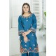 2 Piece Kurti Salwar Embroidery Set - Pure Cotton Collection Stylish Solid Color Light Weight Cotton Fabric Suit Top Bottom Salwar Kameez Indian Pakistani Embroidered Suit For Event Party Outdoor Dress - Dark Blue