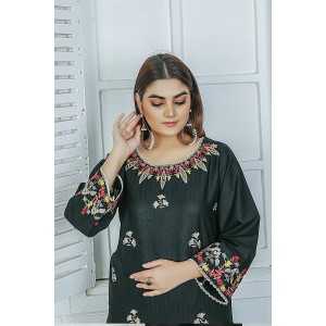 2 Piece Kurti Salwar Embroidery Set - Pure Cotton Collection Stylish Solid Color Light Weight Cotton Fabric Suit Top Bottom Salwar Kameez Indian Pakistani Embroidered Suit For Event Party Outdoor Dress - Black 2 Piece Kurti Salwar Embroidery Set - Pure Cotton Collection Stylish Solid Color Light Weight Cotton Fabric Suit Top Bottom Salwar Kameez Indian Pakistani Embroidered Suit For Event Party Outdoor Dress - Black