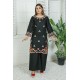 2 Piece Kurti Salwar Embroidery Set - Pure Cotton Collection Stylish Solid Color Light Weight Cotton Fabric Suit Top Bottom Salwar Kameez Indian Pakistani Embroidered Suit For Event Party Outdoor Dress - Black