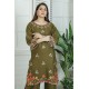 2 Piece Kurti Salwar Embroidery Set - Pure Cotton Collection Stylish Solid Color Light Weight Cotton Fabric Suit Top Bottom Salwar Kameez Indian Pakistani Embroidered Suit For Event Party Outdoor Dress - Dark Green