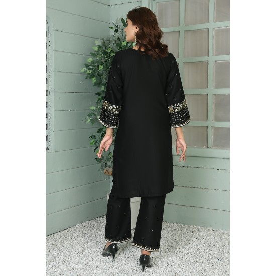 2 Piece Kurti Salwar Embroidery Set - Pure Cotton Collection Stylish Solid Color Light Weight Cotton Fabric Suit Top Bottom Salwar Kameez Indian Pakistani Embroidered Suit For Event Party Outdoor Dress - Black 2 Piece Kurti Salwar Embroidery Set - Pure Cotton Collection Stylish Solid Color Light Weight Cotton Fabric Suit Top Bottom Salwar Kameez Indian Pakistani Embroidered Suit For Event Party Outdoor Dress - Black