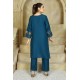 2 Piece Kurti Salwar Embroidery Set - Pure Cotton Collection Stylish Solid Color Light Weight Cotton Fabric Suit Top Bottom Salwar Kameez Indian Pakistani Embroidered Suit For Event Party Outdoor Dress - Dark Blue