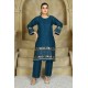2 Piece Kurti Salwar Embroidery Set - Pure Cotton Collection Stylish Solid Color Light Weight Cotton Fabric Suit Top Bottom Salwar Kameez Indian Pakistani Embroidered Suit For Event Party Outdoor Dress - Dark Blue