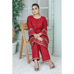 2 Piece Kurti Salwar Embroidery Set - Pure Cotton Collection Stylish Solid Color Light Weight Cotton Fabric Suit Top Bottom Salwar Kameez Indian Pakistani Embroidered Suit For Event Party Outdoor Dress - Maroon 2 Piece Kurti Salwar Embroidery Set - Pure Cotton Collection Stylish Solid Color Light Weight Cotton Fabric Suit Top Bottom Salwar Kameez Indian Pakistani Embroidered Suit For Event Party Outdoor Dress - Maroon