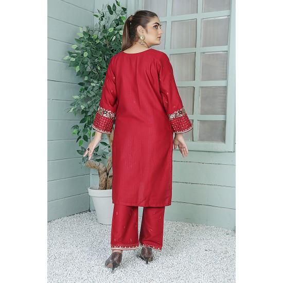 2 Piece Kurti Salwar Embroidery Set - Pure Cotton Collection Stylish Solid Color Light Weight Cotton Fabric Suit Top Bottom Salwar Kameez Indian Pakistani Embroidered Suit For Event Party Outdoor Dress - Maroon 2 Piece Kurti Salwar Embroidery Set - Pure Cotton Collection Stylish Solid Color Light Weight Cotton Fabric Suit Top Bottom Salwar Kameez Indian Pakistani Embroidered Suit For Event Party Outdoor Dress - Maroon