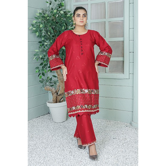 2 Piece Kurti Salwar Embroidery Set - Pure Cotton Collection Stylish Solid Color Light Weight Cotton Fabric Suit Top Bottom Salwar Kameez Indian Pakistani Embroidered Suit For Event Party Outdoor Dress - Maroon 2 Piece Kurti Salwar Embroidery Set - Pure Cotton Collection Stylish Solid Color Light Weight Cotton Fabric Suit Top Bottom Salwar Kameez Indian Pakistani Embroidered Suit For Event Party Outdoor Dress - Maroon
