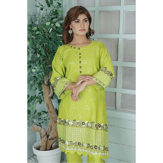 2 Piece Kurti Salwar Embroidery Set - Pure Cotton Collection Stylish Solid Color Light Weight Cotton Fabric Suit Top Bottom Salwar Kameez Indian Pakistani Embroidered Suit For Event Party Outdoor Dress - Green 2 Piece Kurti Salwar Embroidery Set - Pure Cotton Collection Stylish Solid Color Light Weight Cotton Fabric Suit Top Bottom Salwar Kameez Indian Pakistani Embroidered Suit For Event Party Outdoor Dress - Green