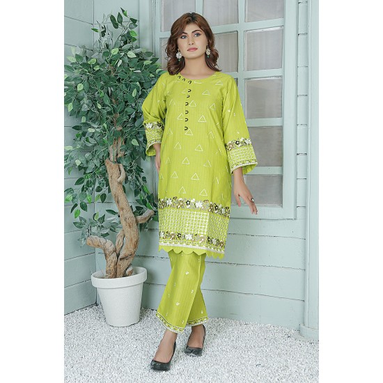 2 Piece Kurti Salwar Embroidery Set - Pure Cotton Collection Stylish Solid Color Light Weight Cotton Fabric Suit Top Bottom Salwar Kameez Indian Pakistani Embroidered Suit For Event Party Outdoor Dress - Green 2 Piece Kurti Salwar Embroidery Set - Pure Cotton Collection Stylish Solid Color Light Weight Cotton Fabric Suit Top Bottom Salwar Kameez Indian Pakistani Embroidered Suit For Event Party Outdoor Dress - Green