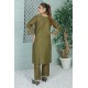 2 Piece Kurti Salwar Embroidery Set - Pure Cotton Collection Stylish Solid Color Light Weight Cotton Fabric Suit Top Bottom Salwar Kameez Indian Pakistani Embroidered Suit For Event Party Outdoor Dress - Dark Green