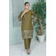 2 Piece Kurti Salwar Embroidery Set - Pure Cotton Collection Stylish Solid Color Light Weight Cotton Fabric Suit Top Bottom Salwar Kameez Indian Pakistani Embroidered Suit For Event Party Outdoor Dress - Dark Green