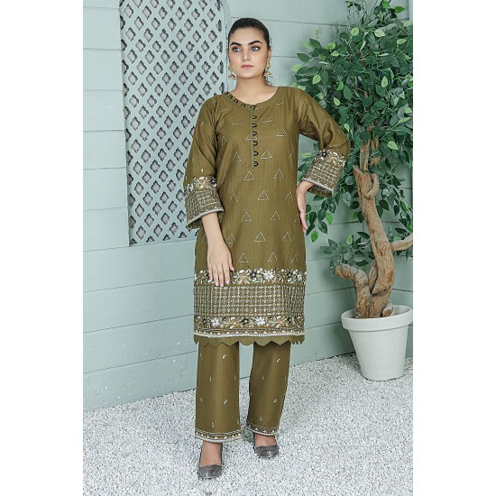 2 Piece Kurti Salwar Embroidery Set - Pure Cotton Collection Stylish Solid Color Light Weight Cotton Fabric Suit Top Bottom Salwar Kameez Indian Pakistani Embroidered Suit For Event Party Outdoor Dress - Dark Green