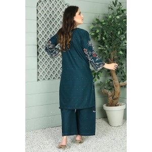 2 Piece Kurti Salwar Embroidery Set - Pure Cotton Collection Stylish Solid Color Light Weight Cotton Fabric Suit Top Bottom Salwar Kameez Indian Pakistani Embroidered Suit For Event Party Outdoor Dress - Dark Blue