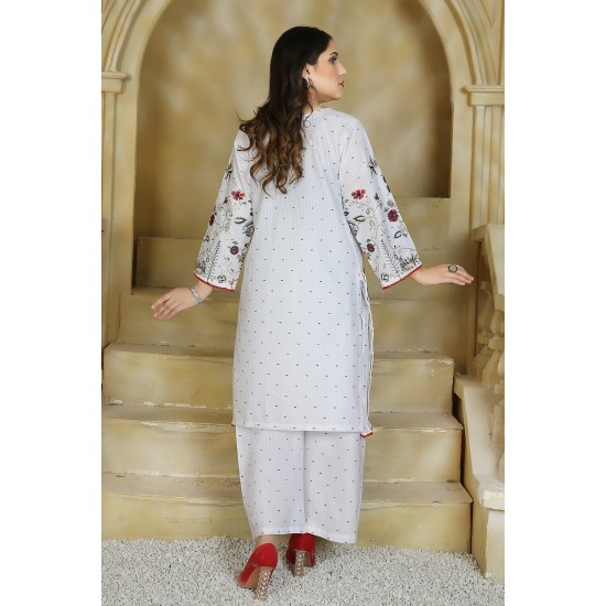 2 Piece Kurti Salwar Embroidery Set - Pure Cotton Collection Stylish Solid Color Light Weight Cotton Fabric Suit Top Bottom Salwar Kameez Indian Pakistani Embroidered Suit For Event Party Outdoor Dress - White 2 Piece Kurti Salwar Embroidery Set - Pure Cotton Collection Stylish Solid Color Light Weight Cotton Fabric Suit Top Bottom Salwar Kameez Indian Pakistani Embroidered Suit For Event Party Outdoor Dress - White