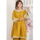 2 Piece Kurti Salwar Embroidery Set - Pure Cotton Collection Stylish Solid Color Light Weight Cotton Fabric Suit Top Bottom Salwar Kameez Indian Pakistani Embroidered Suit For Event Party Outdoor Dress - Golden