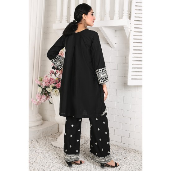 2 Piece Kurti Salwar Embroidery Set - Pure Cotton Collection Stylish Solid Color Light Weight Cotton Fabric Suit Top Bottom Salwar Kameez Indian Pakistani Embroidered Suit For Event Party Outdoor Dress - Black 2 Piece Kurti Salwar Embroidery Set - Pure Cotton Collection Stylish Solid Color Light Weight Cotton Fabric Suit Top Bottom Salwar Kameez Indian Pakistani Embroidered Suit For Event Party Outdoor Dress - Black