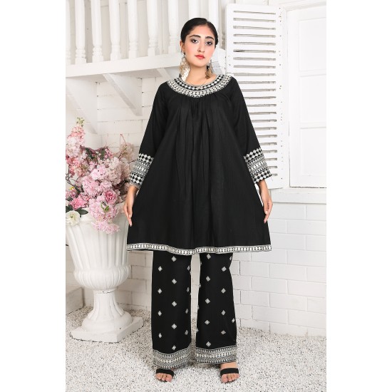 2 Piece Kurti Salwar Embroidery Set - Pure Cotton Collection Stylish Solid Color Light Weight Cotton Fabric Suit Top Bottom Salwar Kameez Indian Pakistani Embroidered Suit For Event Party Outdoor Dress - Black 2 Piece Kurti Salwar Embroidery Set - Pure Cotton Collection Stylish Solid Color Light Weight Cotton Fabric Suit Top Bottom Salwar Kameez Indian Pakistani Embroidered Suit For Event Party Outdoor Dress - Black