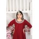  2 Piece Kurti Salwar Embroidery Set - Pure Cotton Collection Stylish Solid Color Light Weight Cotton Fabric Suit Top Bottom Salwar Kameez Indian Pakistani Embroidered Suit For Event Party Outdoor Dress - Maroon