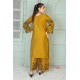 2 Piece Kurti Salwar Embroidery Set - Pure Cotton Collection Stylish Solid Color Light Weight Cotton Fabric Suit Top Bottom Salwar Kameez Indian Pakistani Embroidered Suit For Event Party Outdoor Dress - Golden