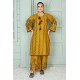 2 Piece Kurti Salwar Embroidery Set - Pure Cotton Collection Stylish Solid Color Light Weight Cotton Fabric Suit Top Bottom Salwar Kameez Indian Pakistani Embroidered Suit For Event Party Outdoor Dress - Golden