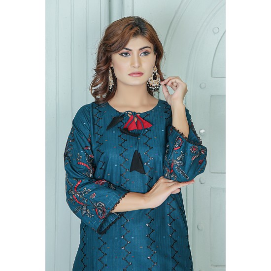 2 Piece Kurti Salwar Embroidery Set - Pure Cotton Collection Stylish Solid Color Light Weight Cotton Fabric Suit Top Bottom Salwar Kameez Indian Pakistani Embroidered Suit For Event Party Outdoor Dress - Dark Blue 2 Piece Kurti Salwar Embroidery Set - Pure Cotton Collection Stylish Solid Color Light Weight Cotton Fabric Suit Top Bottom Salwar Kameez Indian Pakistani Embroidered Suit For Event Party Outdoor Dress - Dark Blue