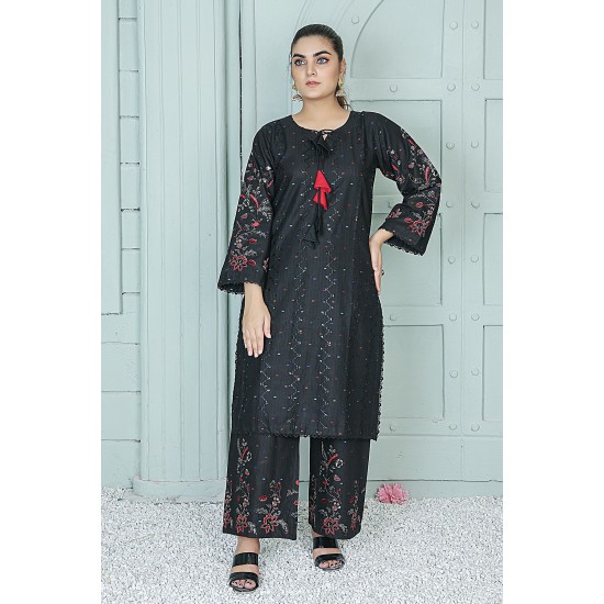 2 Piece Kurti Salwar Embroidery Set - Pure Cotton Collection Stylish Solid Color Light Weight Cotton Fabric Suit Top Bottom Salwar Kameez Indian Pakistani Embroidered Suit For Event Party Outdoor Dress - Black 2 Piece Kurti Salwar Embroidery Set - Pure Cotton Collection Stylish Solid Color Light Weight Cotton Fabric Suit Top Bottom Salwar Kameez Indian Pakistani Embroidered Suit For Event Party Outdoor Dress - Black