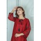 2 Piece Kurti Salwar Embroidery Set - Pure Cotton Collection Stylish Solid Color Light Weight Cotton Fabric Suit Top Bottom Salwar Kameez Indian Pakistani Embroidered Suit For Event Party Outdoor Dress - Maroon