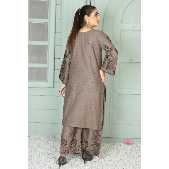 2 Piece Kurti Salwar Embroidery Set - Pure Cotton Collection Stylish Solid Color Light Weight Cotton Fabric Suit Top Bottom Salwar Kameez Indian Pakistani Embroidered Suit For Event Party Outdoor Dress - Khaki